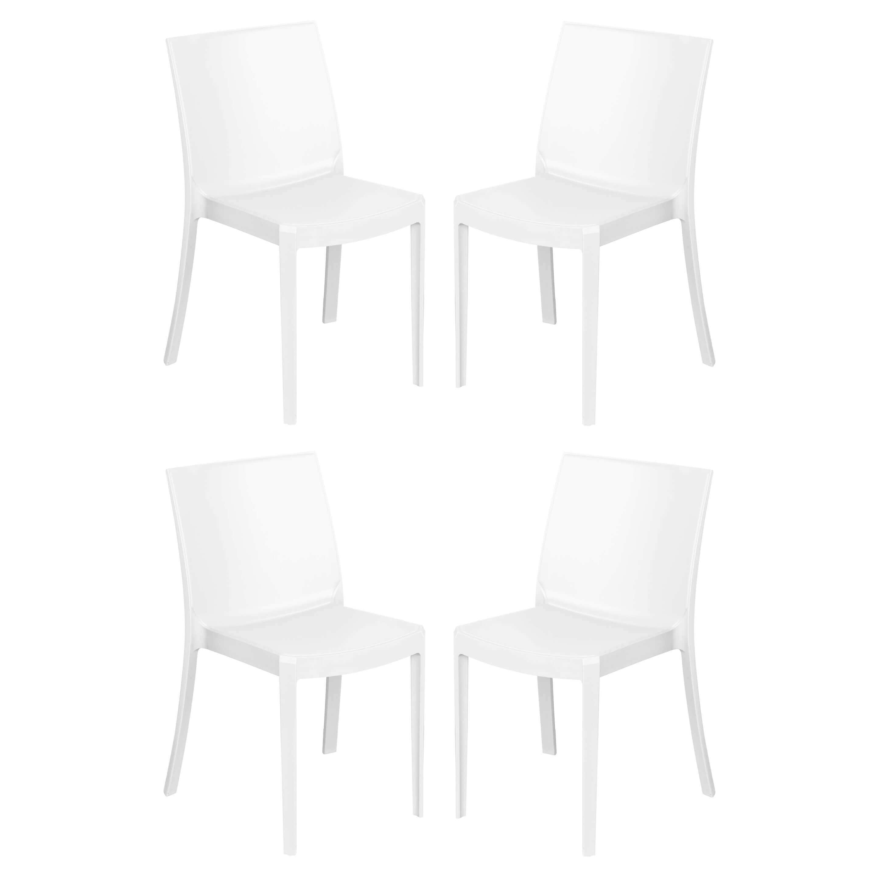 milani home perla - set di 4 sedie in polipropilene impilabile da esterno e interno