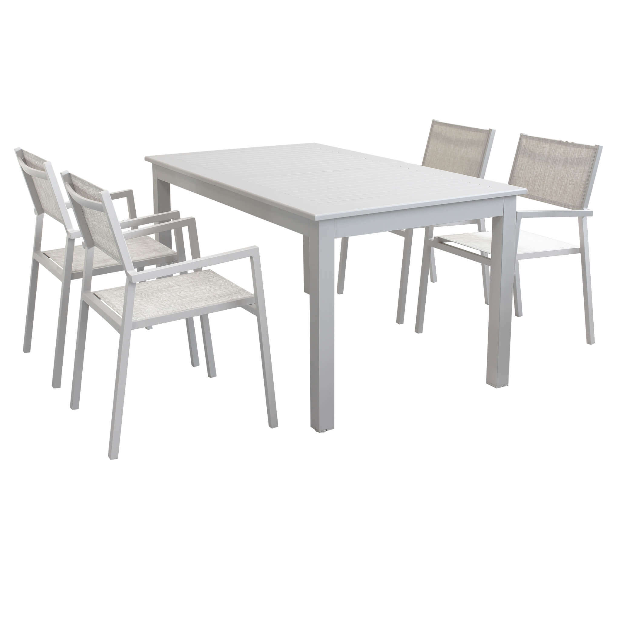 milani home argentum - set tavolo da giardino allungabile 150/210x90 compreso di 4 poltrone in alluminio