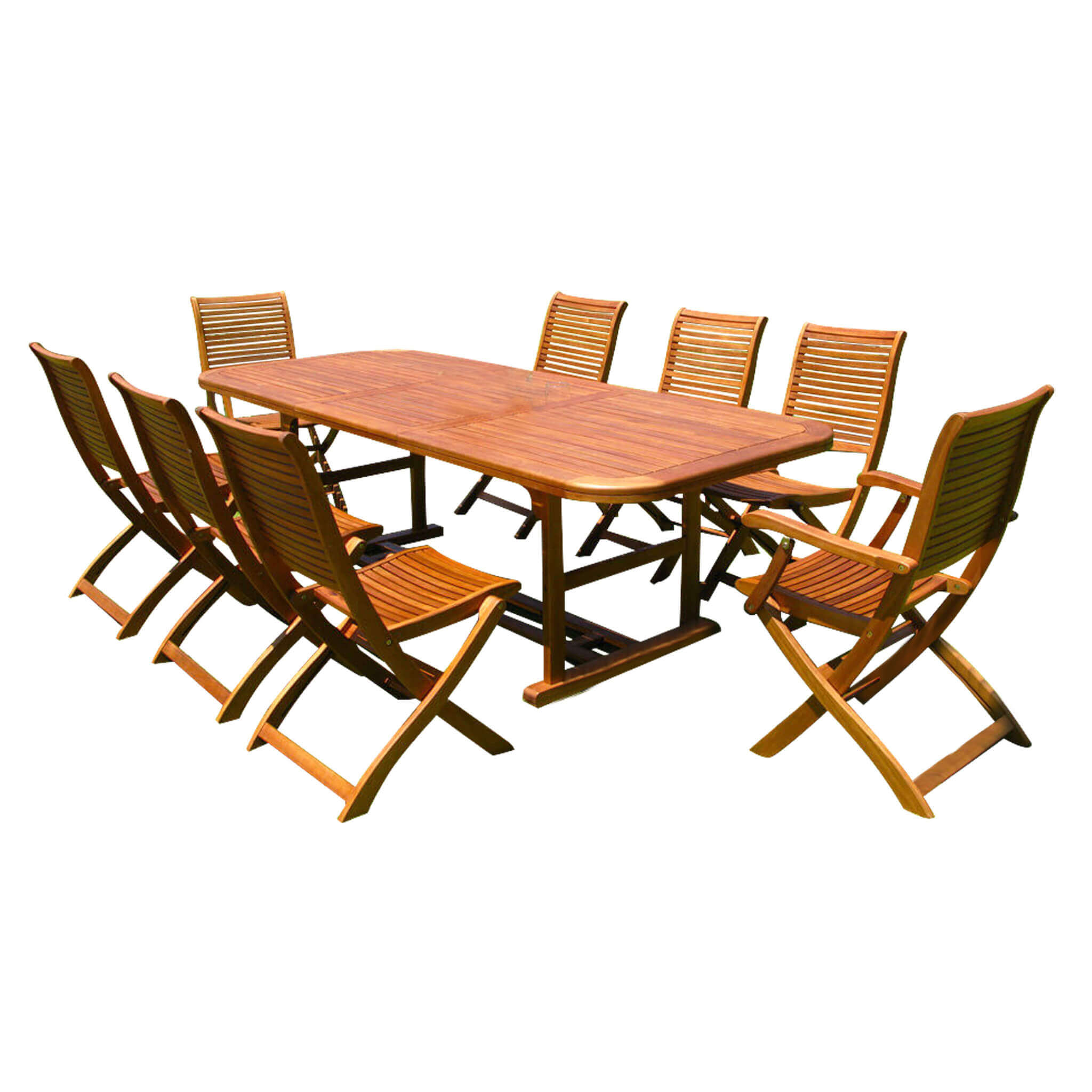 milani home turris - set tavolo da giardino allungabile 150/200x90 compreso di 6 sedie e 2 poltrone in legno massiccio di acacia