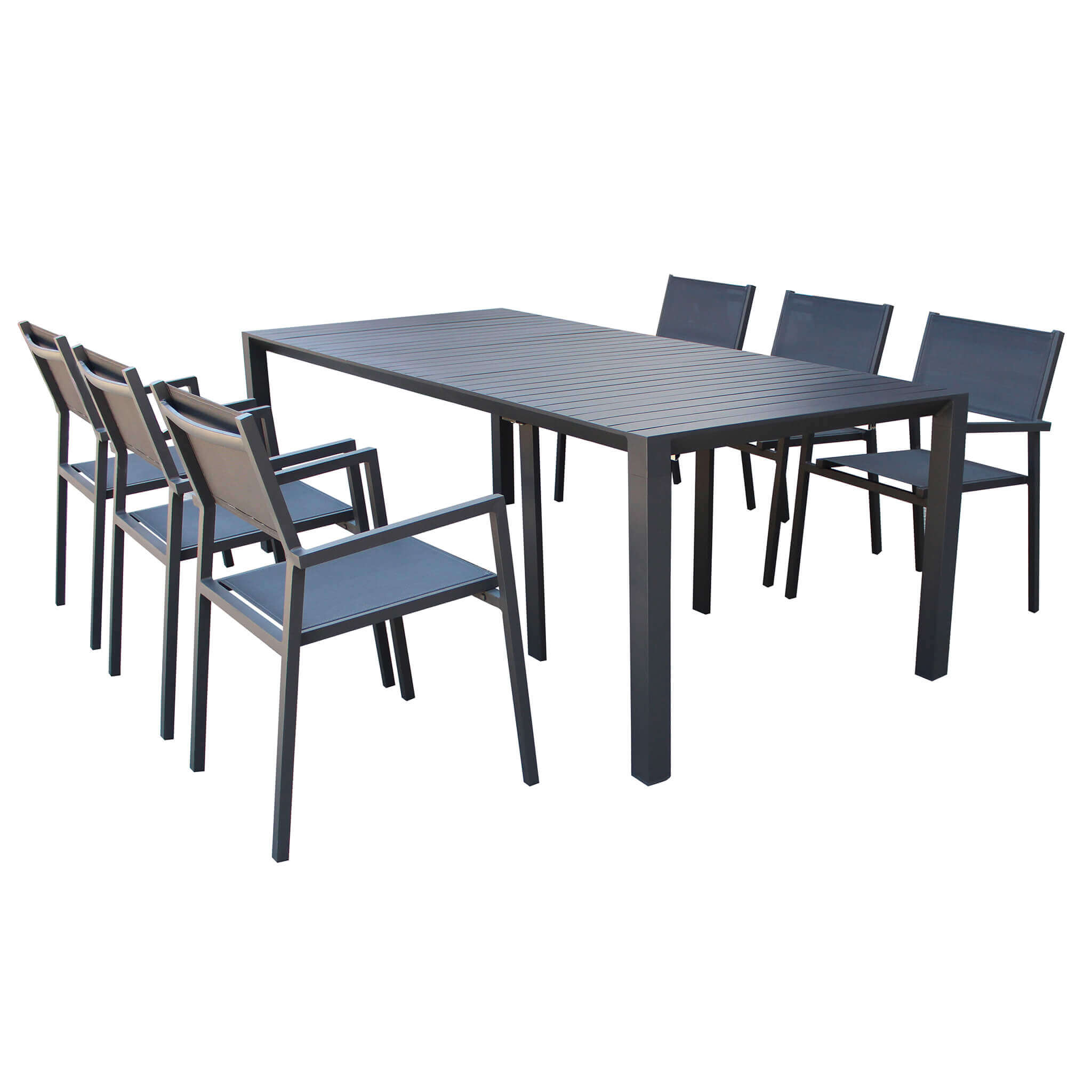 milani home set tavolo e sedie da giardino per esterno in alluminio cm 100 x 51,50/104/156/ antracite x x cm
