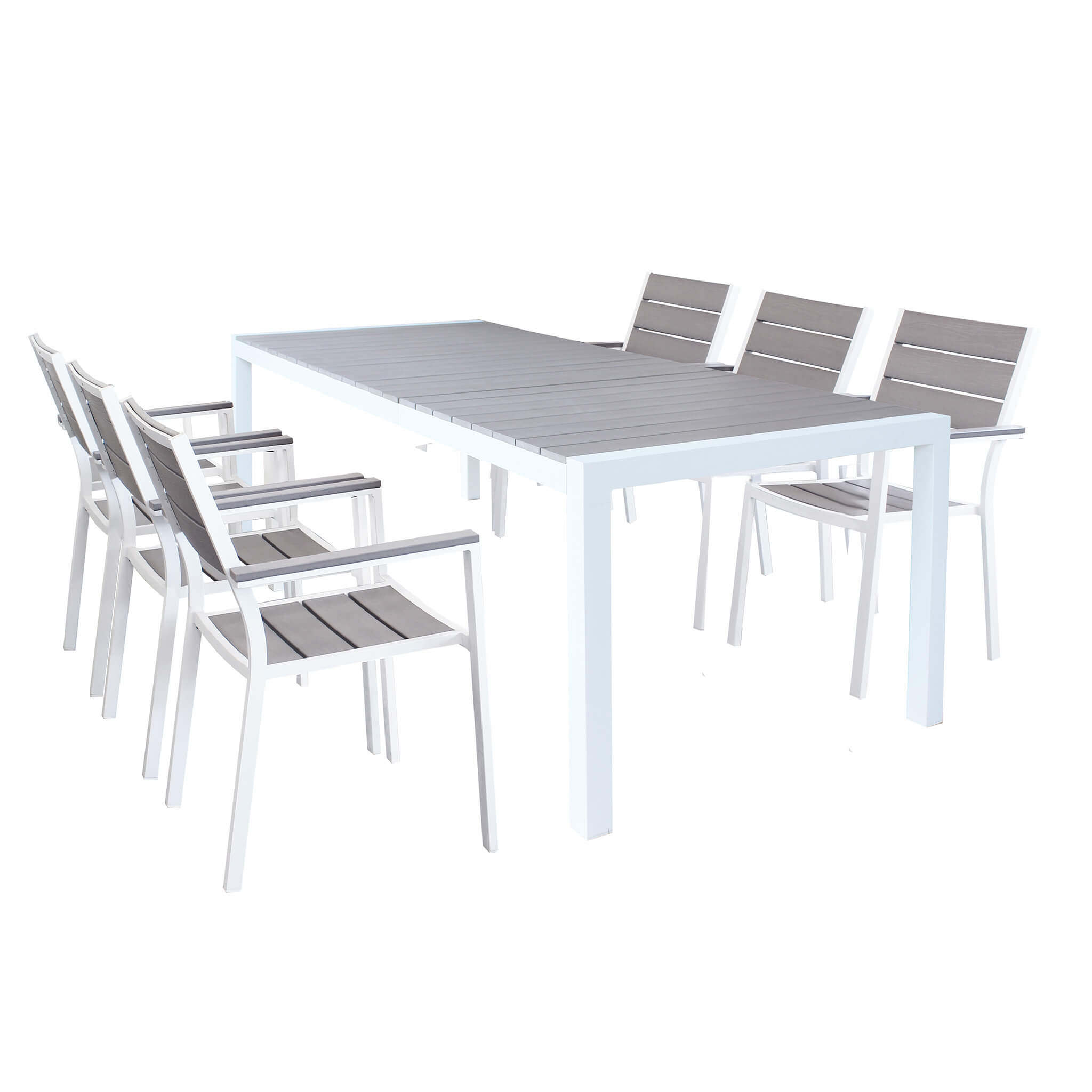 milani home set tavolo e sedie da giardino per esterno in alluminio cm 162/242x100x74 h con bianco x x cm