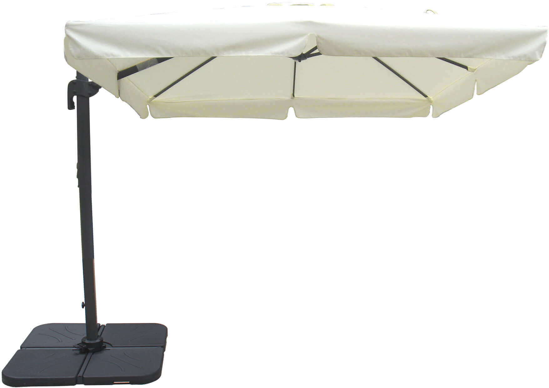 milani home ombrellone da giardino 3x3 palo laterale nero telo beige per esterno ristorante ecrù 315 x 266 x 295 cm