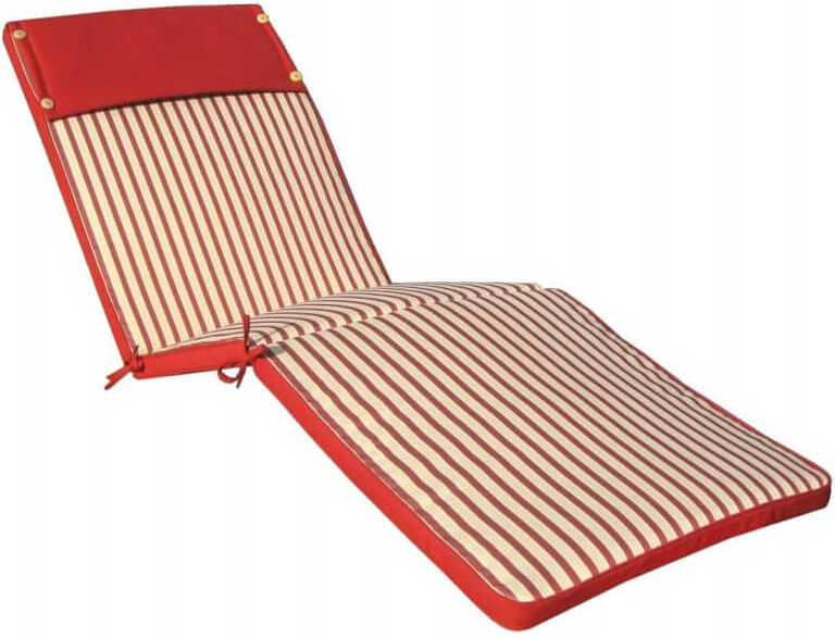 milani home cuscino lettino riga rossa con doppia cucitura per esterno idrorepellenti resis rosso 195 x 4 x 59 cm