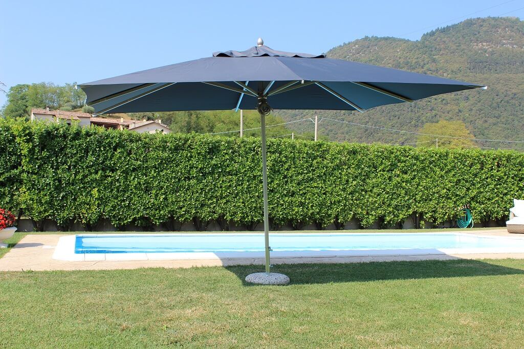 milani home ombrellone da giardino 3x4 palo centrale in alluminio grigio scuro per esterno grigio 300 x 270 x 400 cm