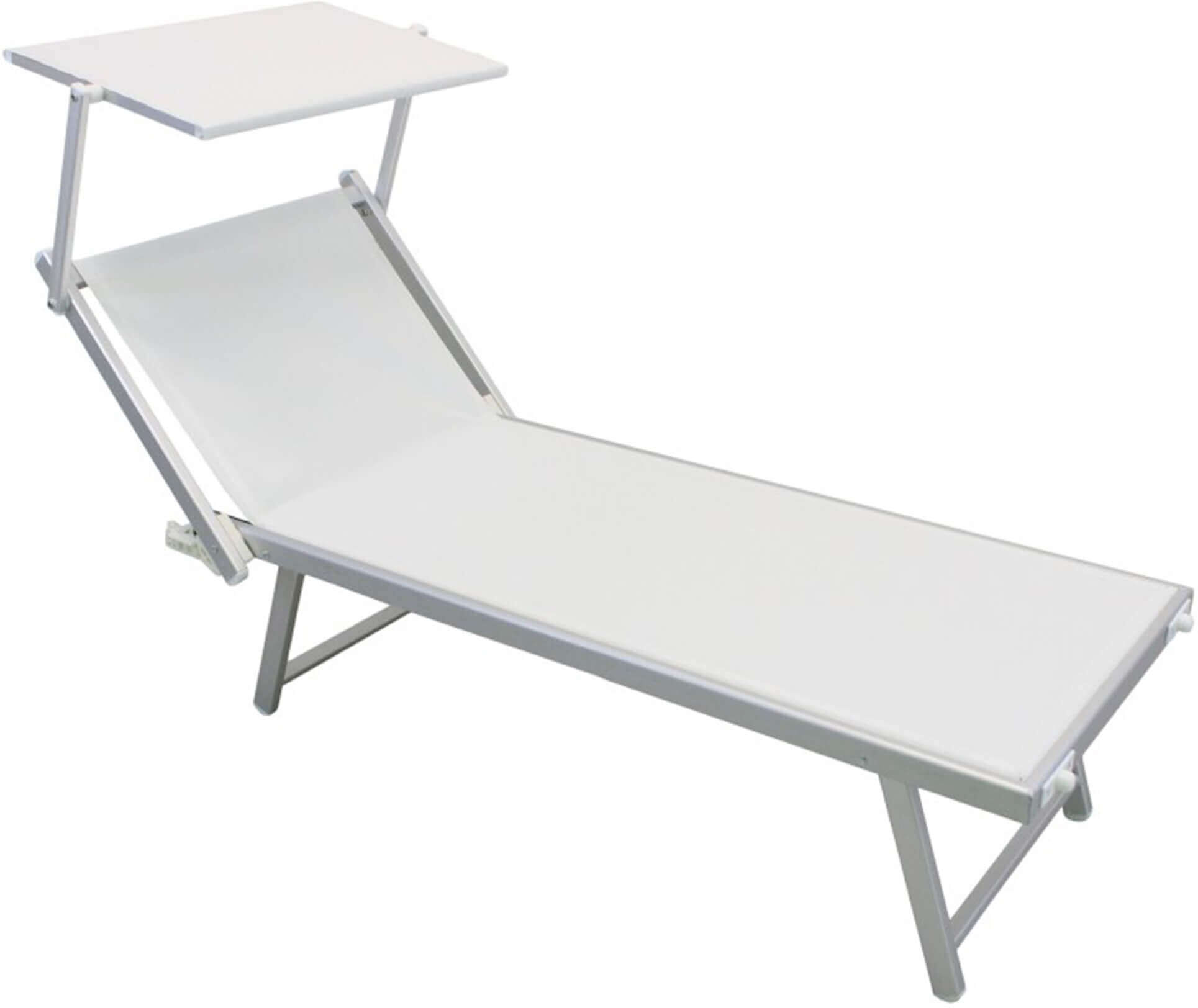 milani home lettino da campeggio sdraio bianco con tettuccio per spiaggia mare piscina giar bianco 186 x 38 x 61 cm