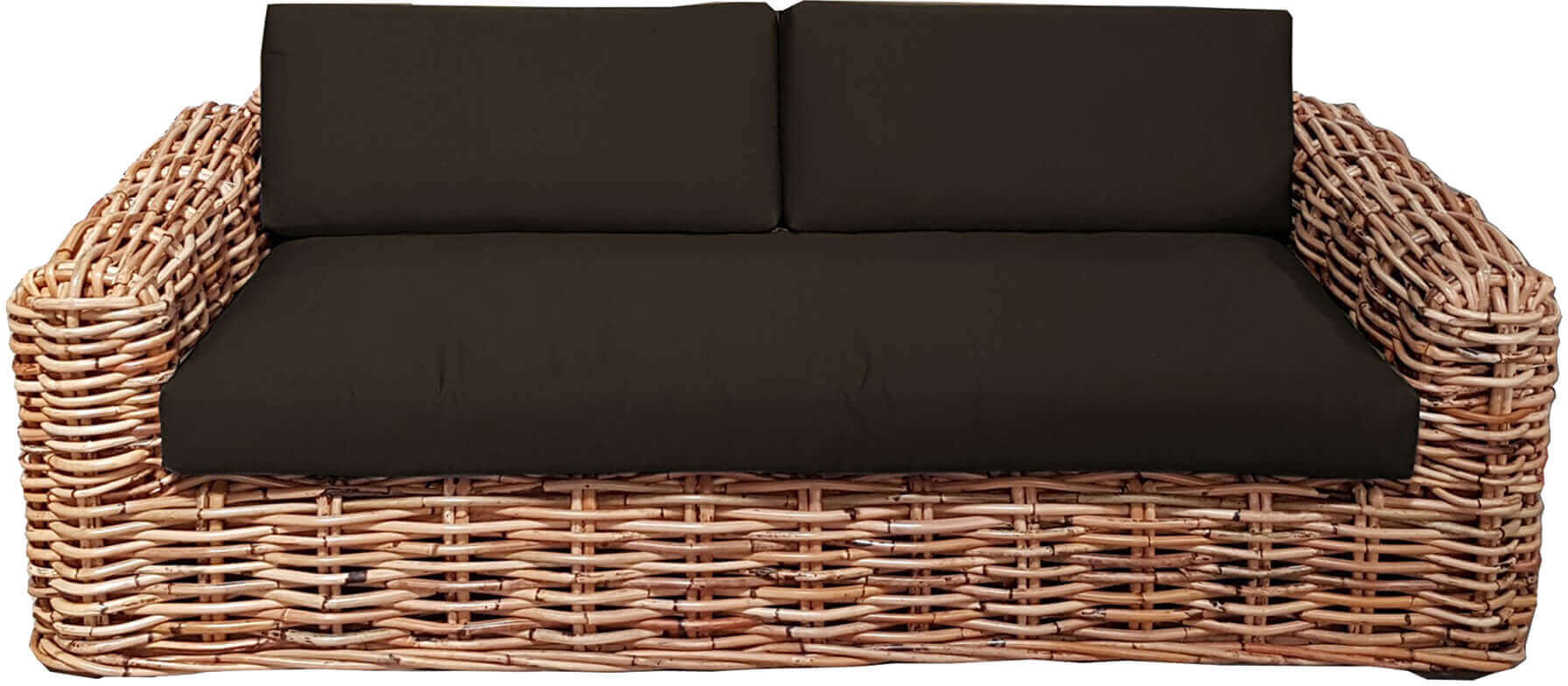 milani home divano da giardino 2 posti completo di cuscino intreccio in rattan naturale marrone 104 x 67 x 174 cm