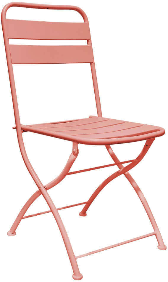 Milani Home Sedia pieghevole In Ferro Per Esterno Giardino, Portico, Ristorante, Gelateria Rosso Corallo 42 x 88 x 50 cm