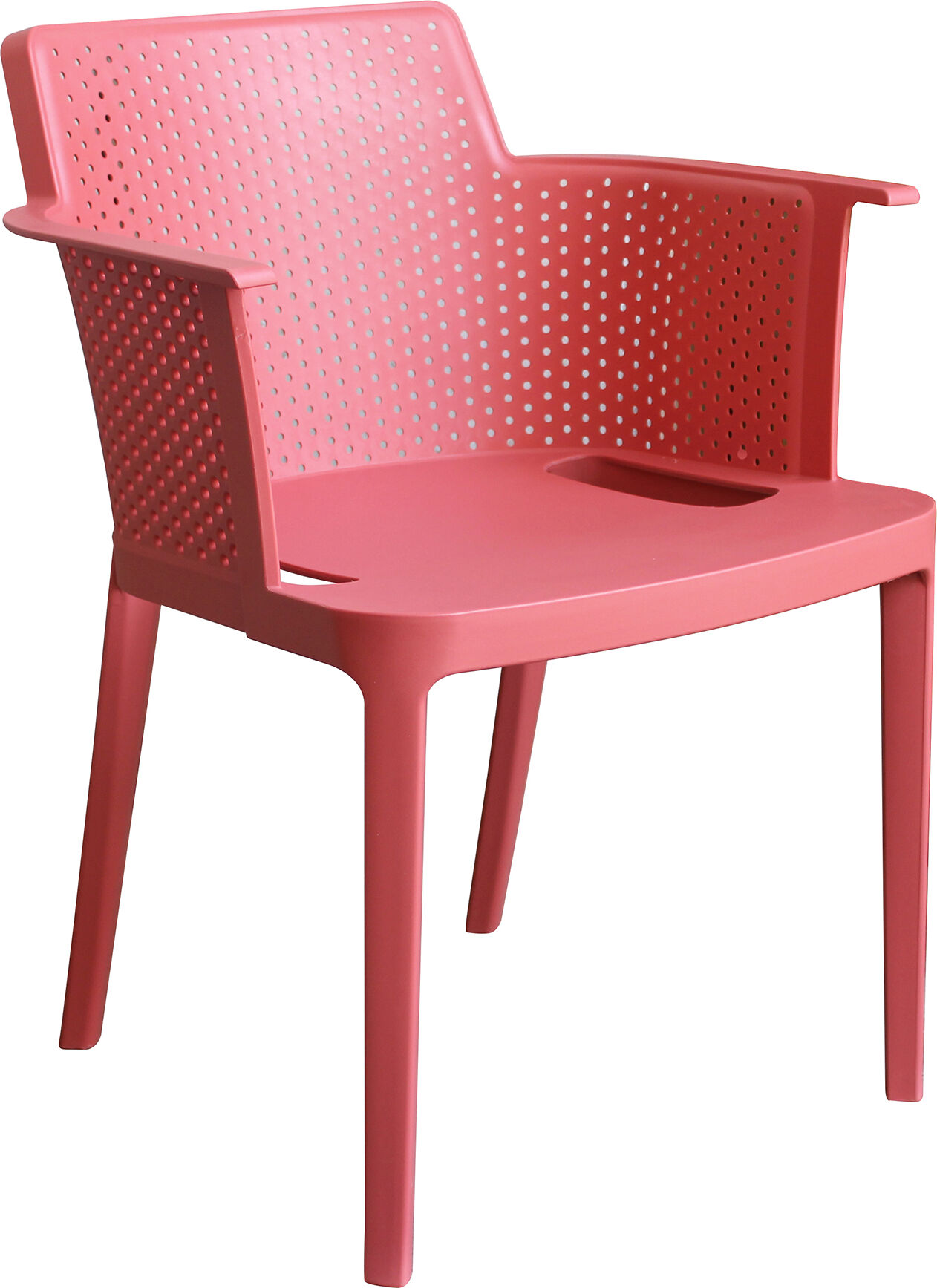 Milani Home Poltrona in plastica per esterno giardino interno sala da pranzo colorata polip Rosso Corallo 60 x 76.5 x 58 cm