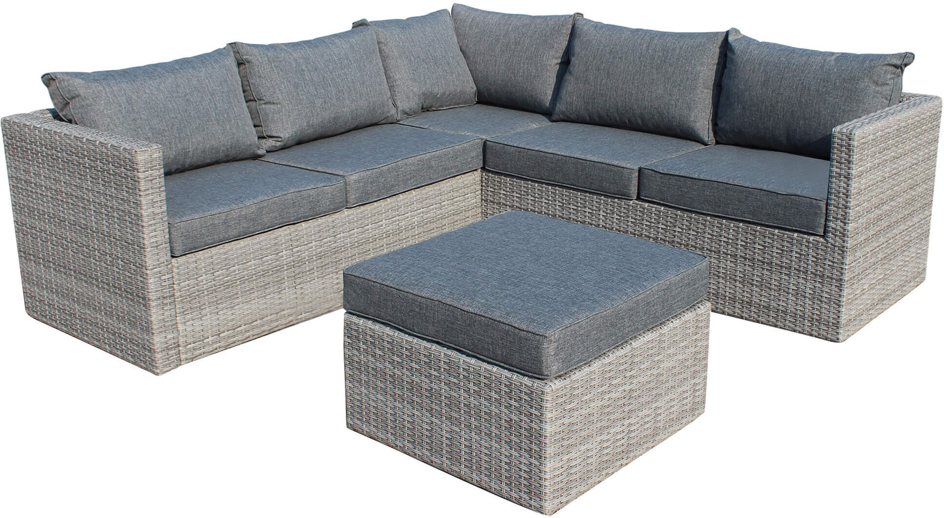 Milani Home Salotto Angolare Da Giardino Intreccio In Rattan Sintetico Grigio 136 x 64 x 72 cm