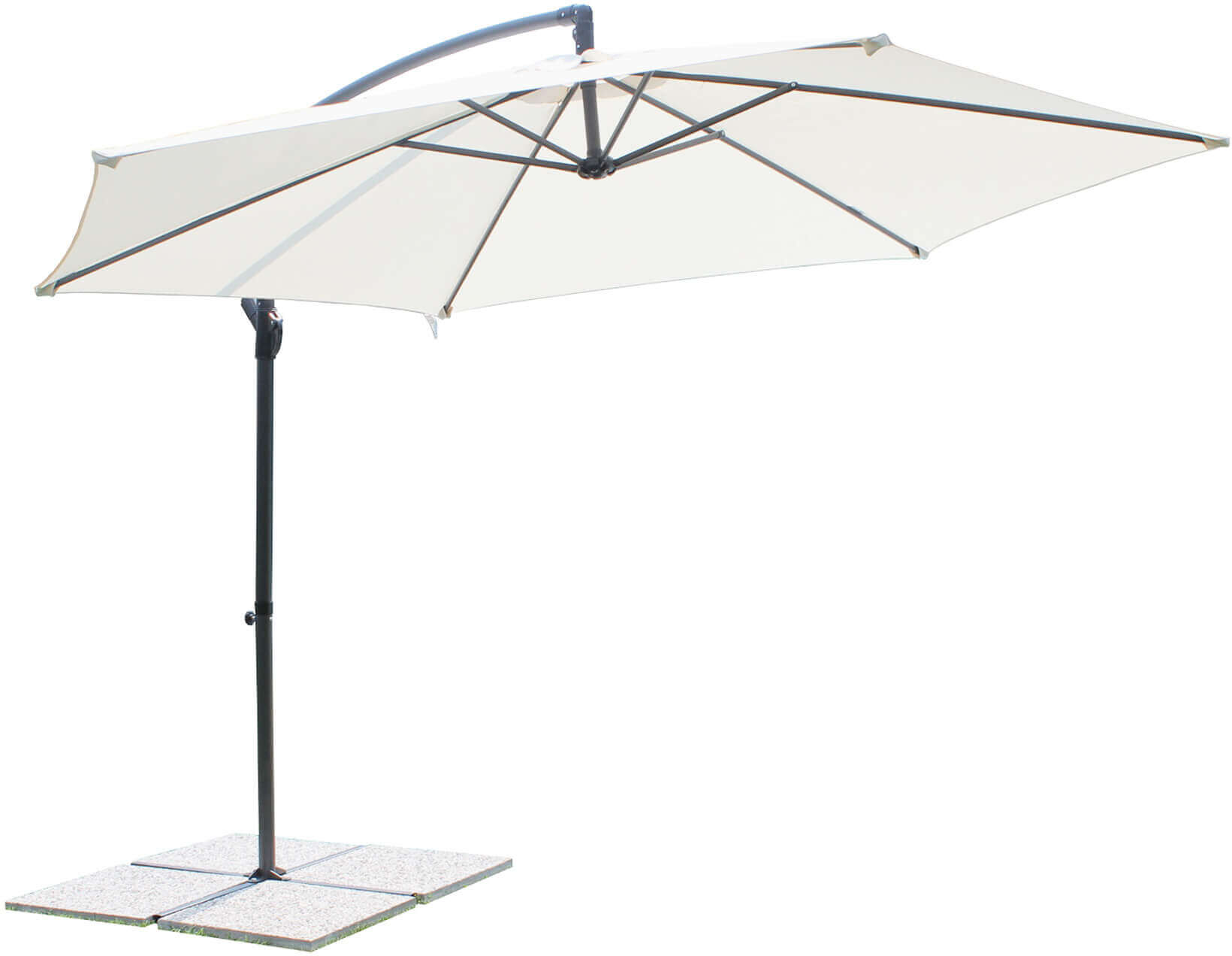 Milani Home Ombrellone Da Giardino Diametro 3 Palo Laterale Per Esterno, Ristorante Gelater Bianco 300 x 250 x 300 cm