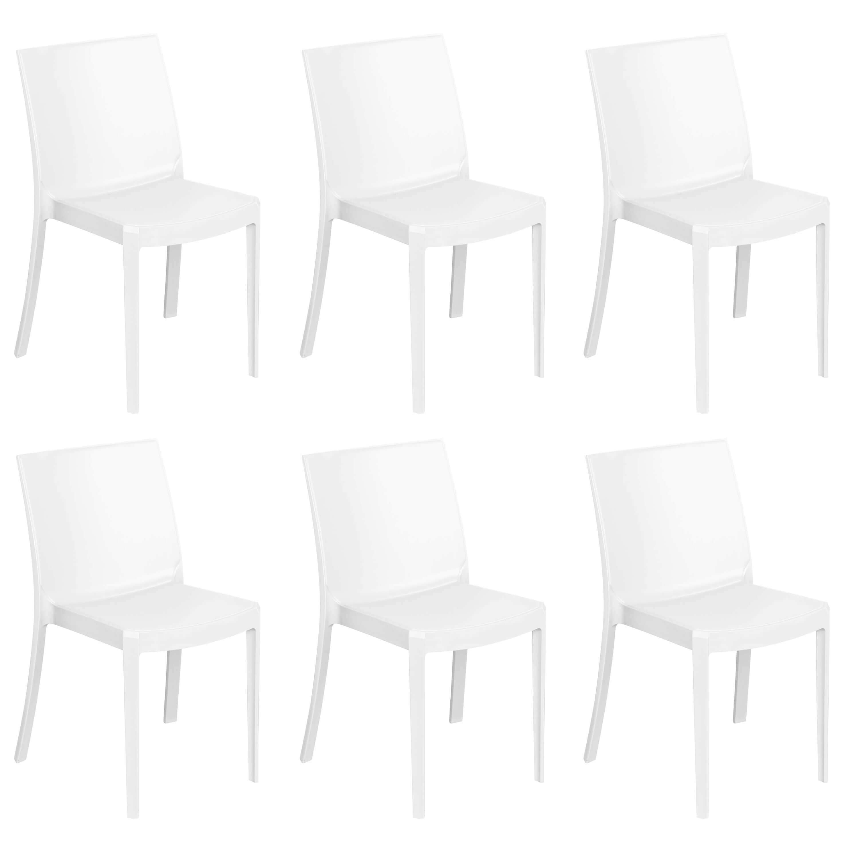Milani Home Set di 6 Sedie Impilabili In plastica taupe polipropilene Per Giardino Portico Bianco 55 x 82 x 47 cm