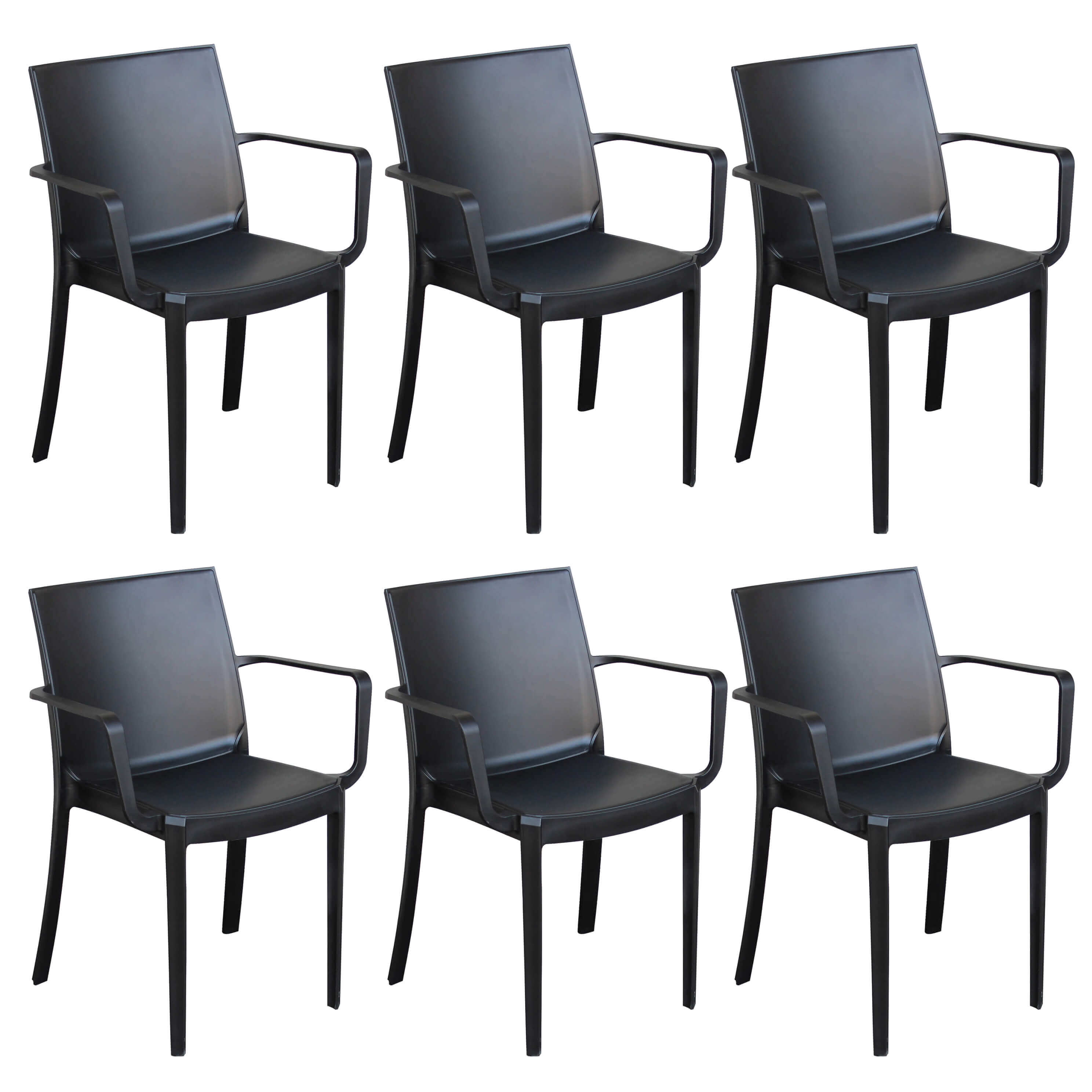 Milani Home Set di 6 Sedie Impilabili In plastica taupe polipropilene Per Giardino Portico Antracite 55 x 82 x 58 cm
