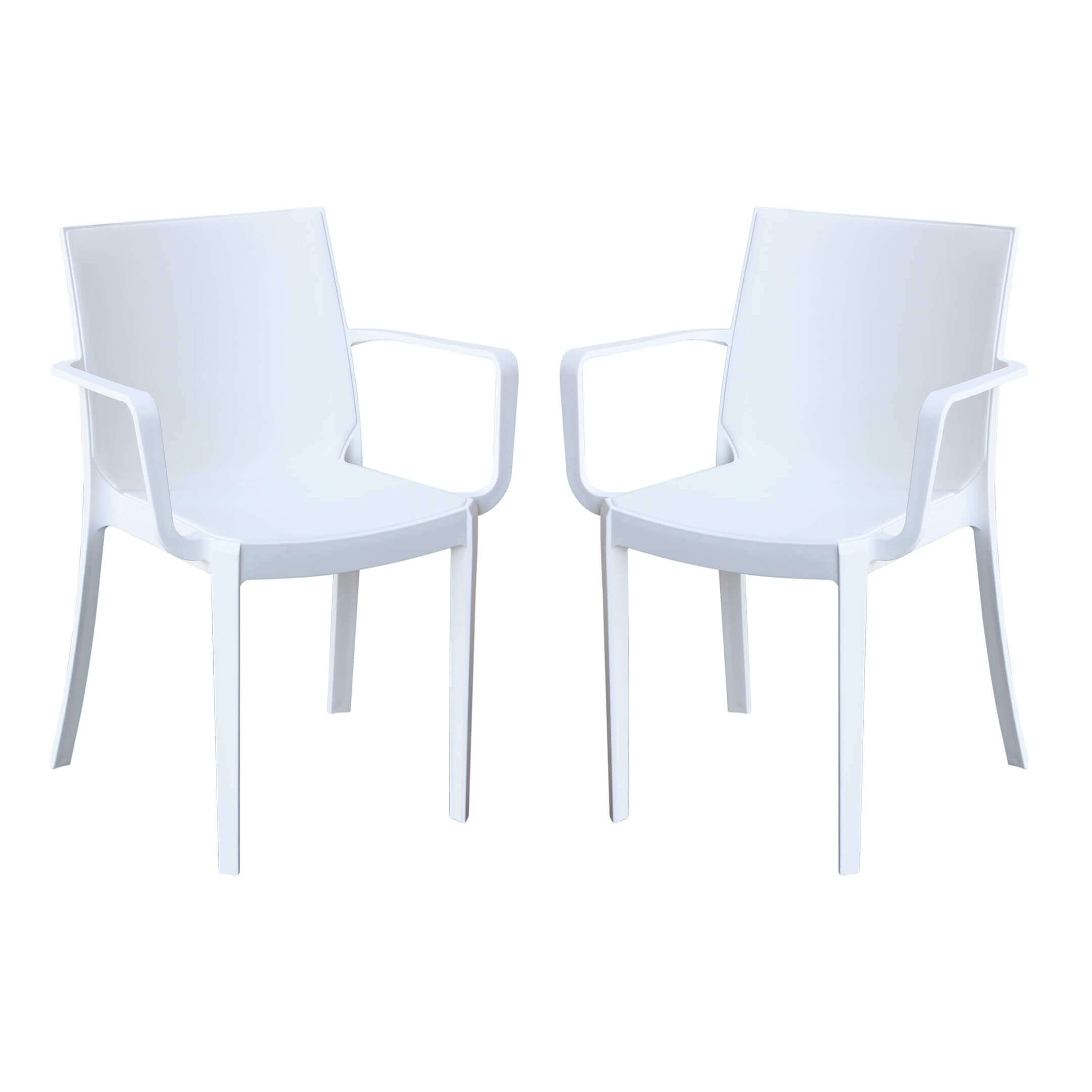 Milani Home Set di 2 Sedie Impilabili In plastica taupe polipropilene Per Giardino Portico Bianco 55 x 82 x 58 cm