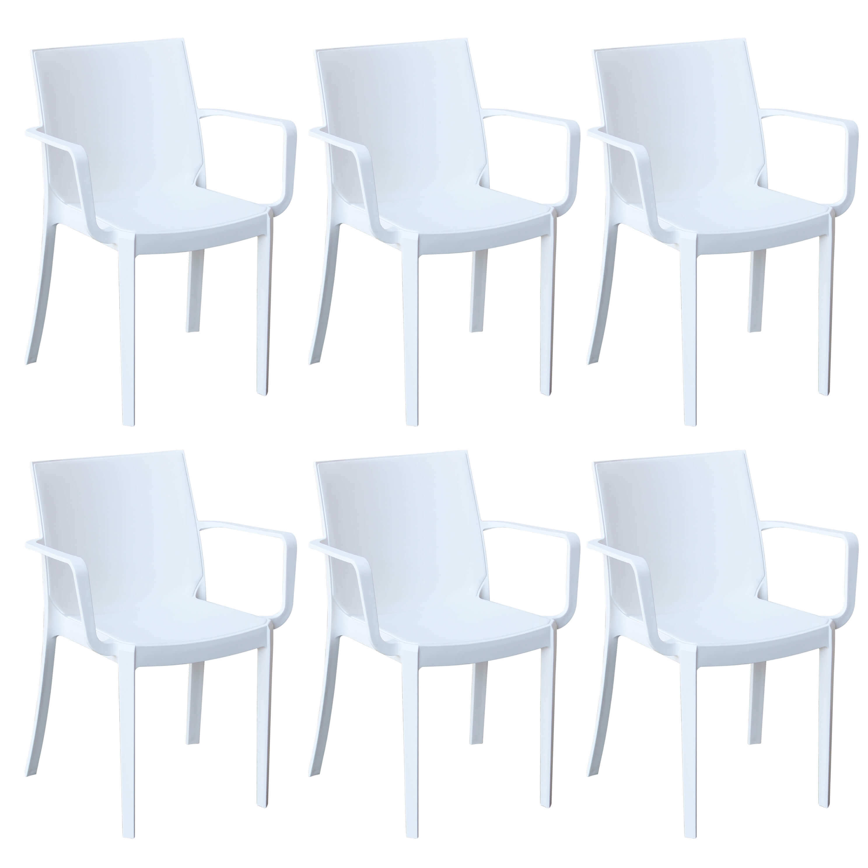 Milani Home Set di 6 Sedie Impilabili In plastica taupe polipropilene Per Giardino Portico Bianco 55 x 82 x 58 cm
