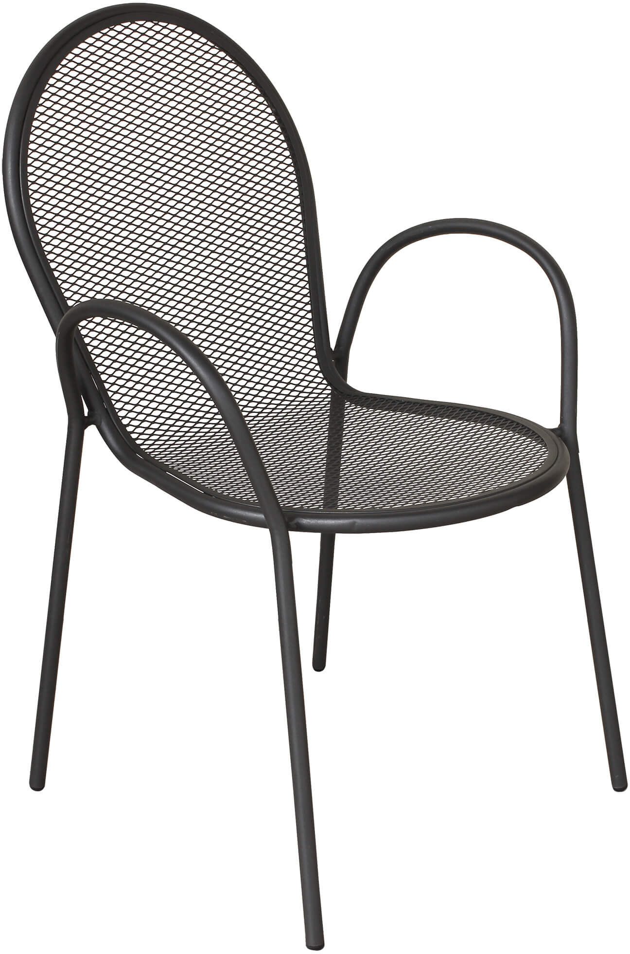 Milani Home Poltrona Impilabile In Ferro Nera Per Esterno Giardino, Portico, Ristorante, Ge Antracite 51 x 90 x 61 cm