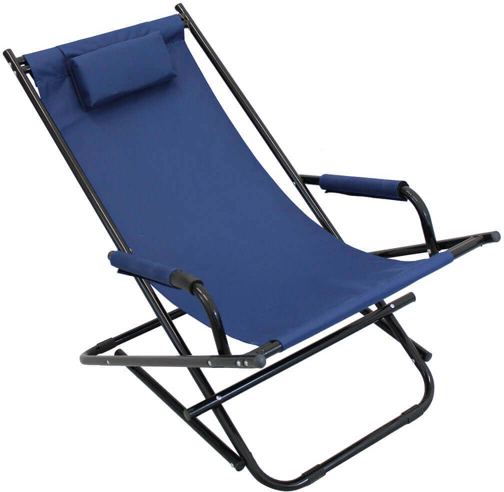 Milani Home Sdraio Pieghevole Dondolo Oxford Blu Per Campeggio Spiaggia Mare Piscina Giardi Blu 98 x 72 x 61 cm