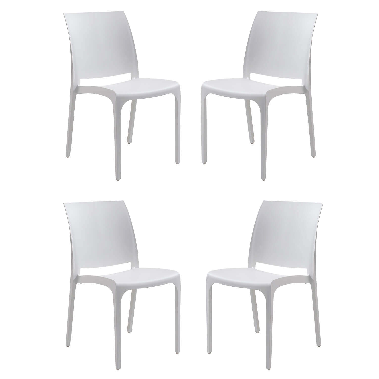 Milani Home set di 4 sedie poltrone da giardino in plastica design moderno colorata Bianco Bianco 46 x 80 x 54 cm