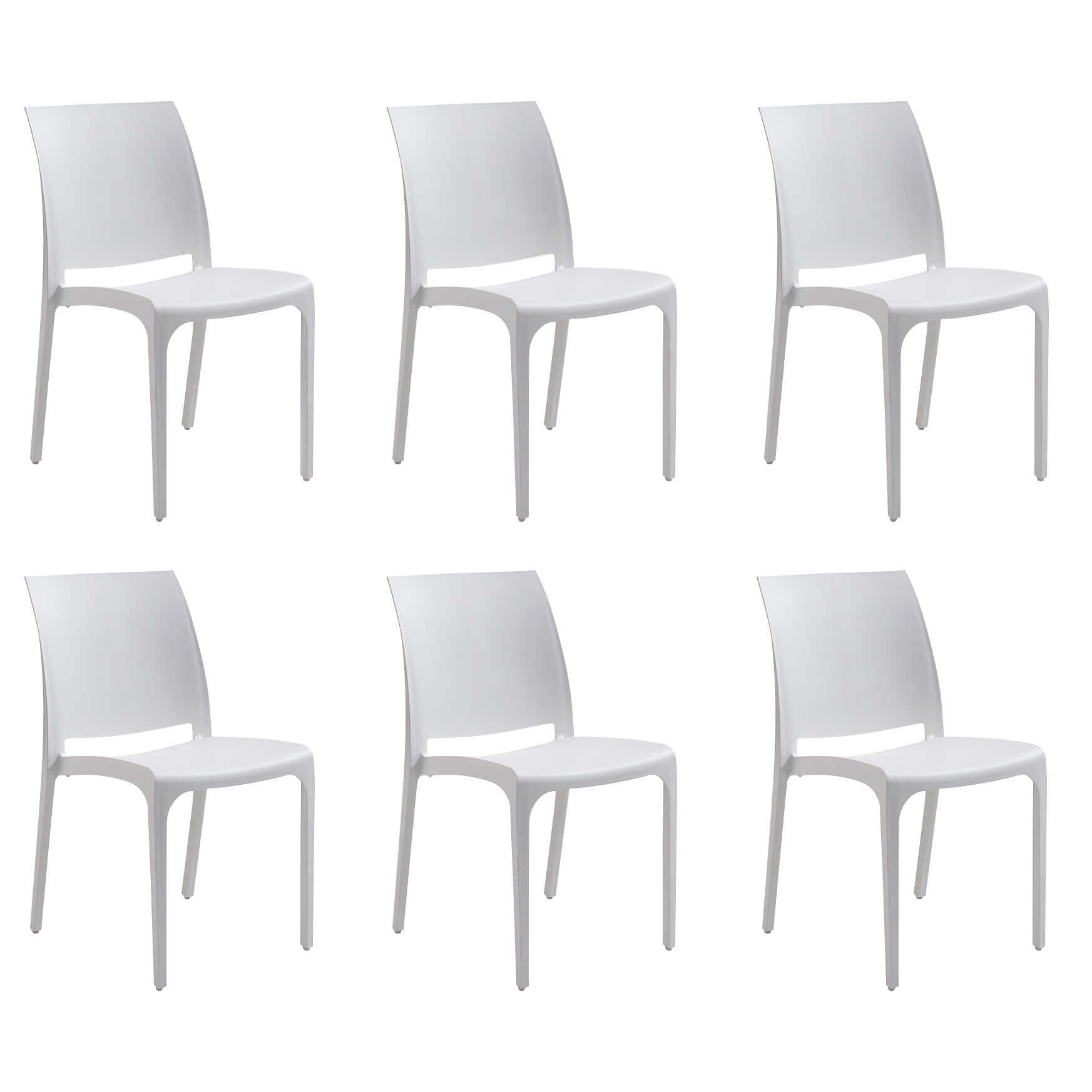 Milani Home set di 6 sedie poltrone da giardino in plastica design moderno colorata Bianco Bianco 46 x 80 x 54 cm