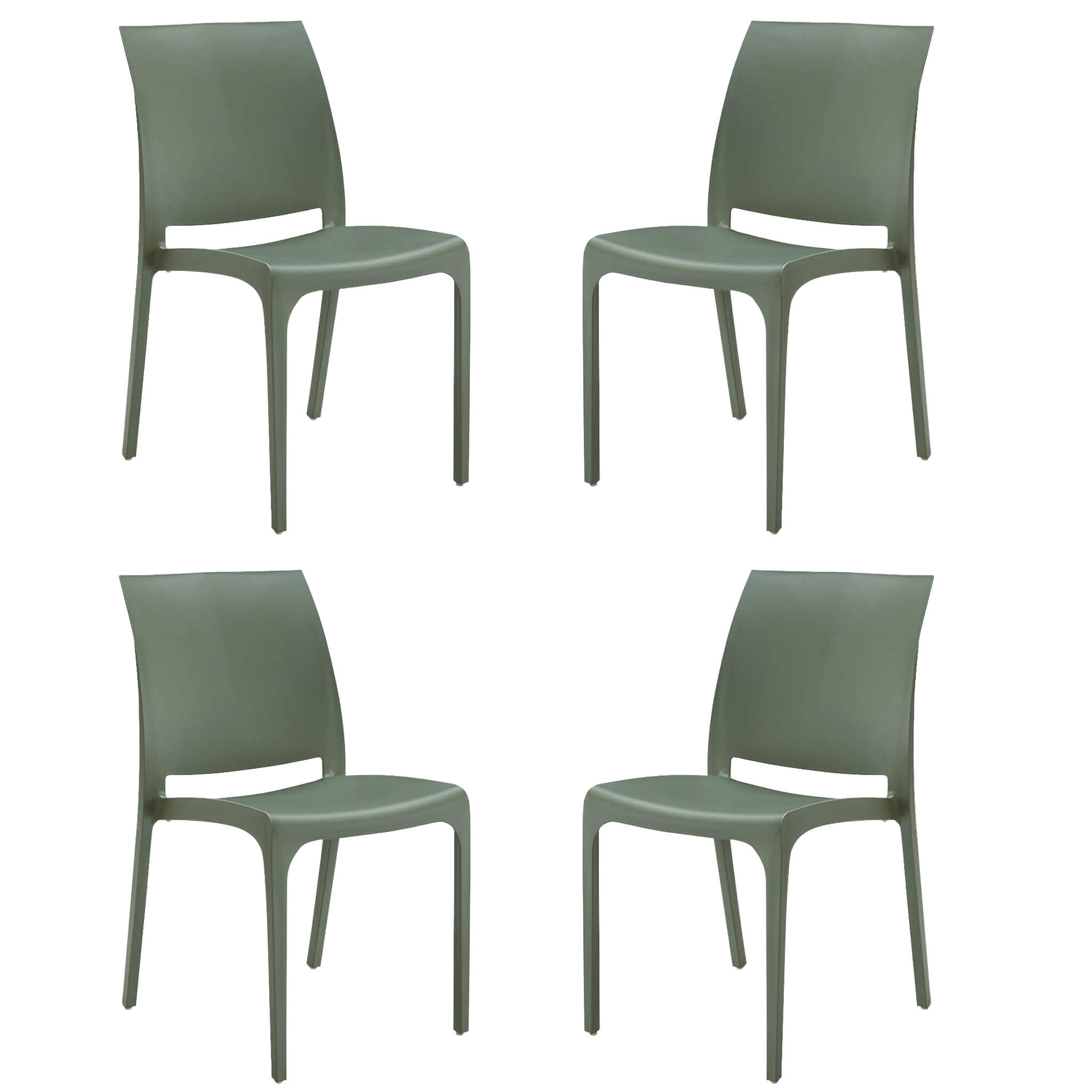Milani Home set di 4 sedie poltrone da giardino in plastica design moderno colorata Verde Verde 46 x 80 x 54 cm