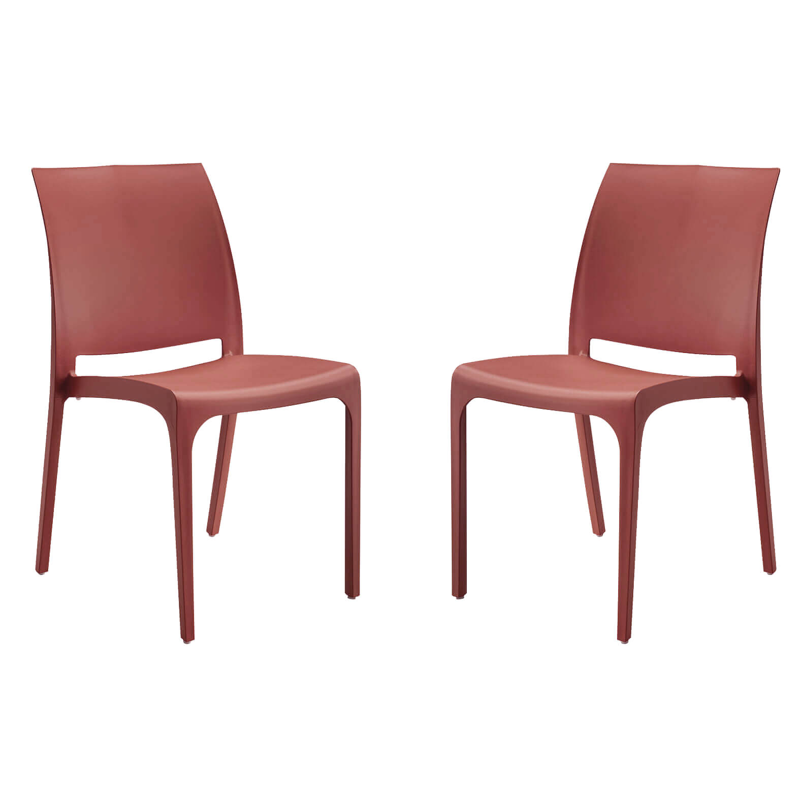 Milani Home set di 2 sedie poltrone da giardino in plastica design moderno colorata Rosso Rosso 46 x 80 x 54 cm