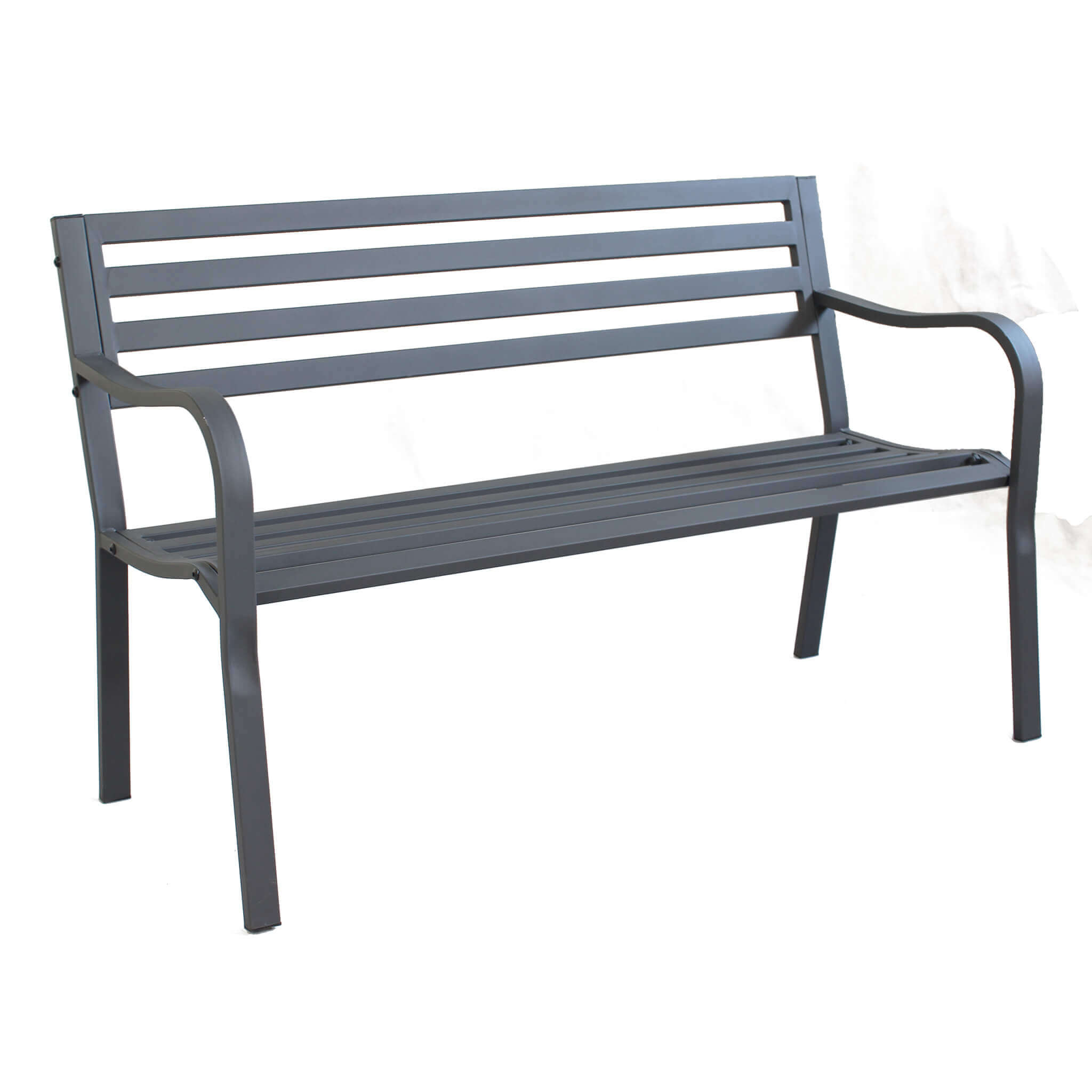 Milani Home Panchina 2 Posti In Ferro Nera Per Esterno Giardino, Portico, Ristorante, Gelat Antracite 128 x 85 x 56 cm