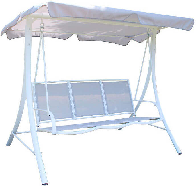 Milani Home Dondolo Da Giardino Bianco-Grigio Per Esterno Portico, Ristorante, Gelateria Ba Bianco 206 x 130 x 160 cm