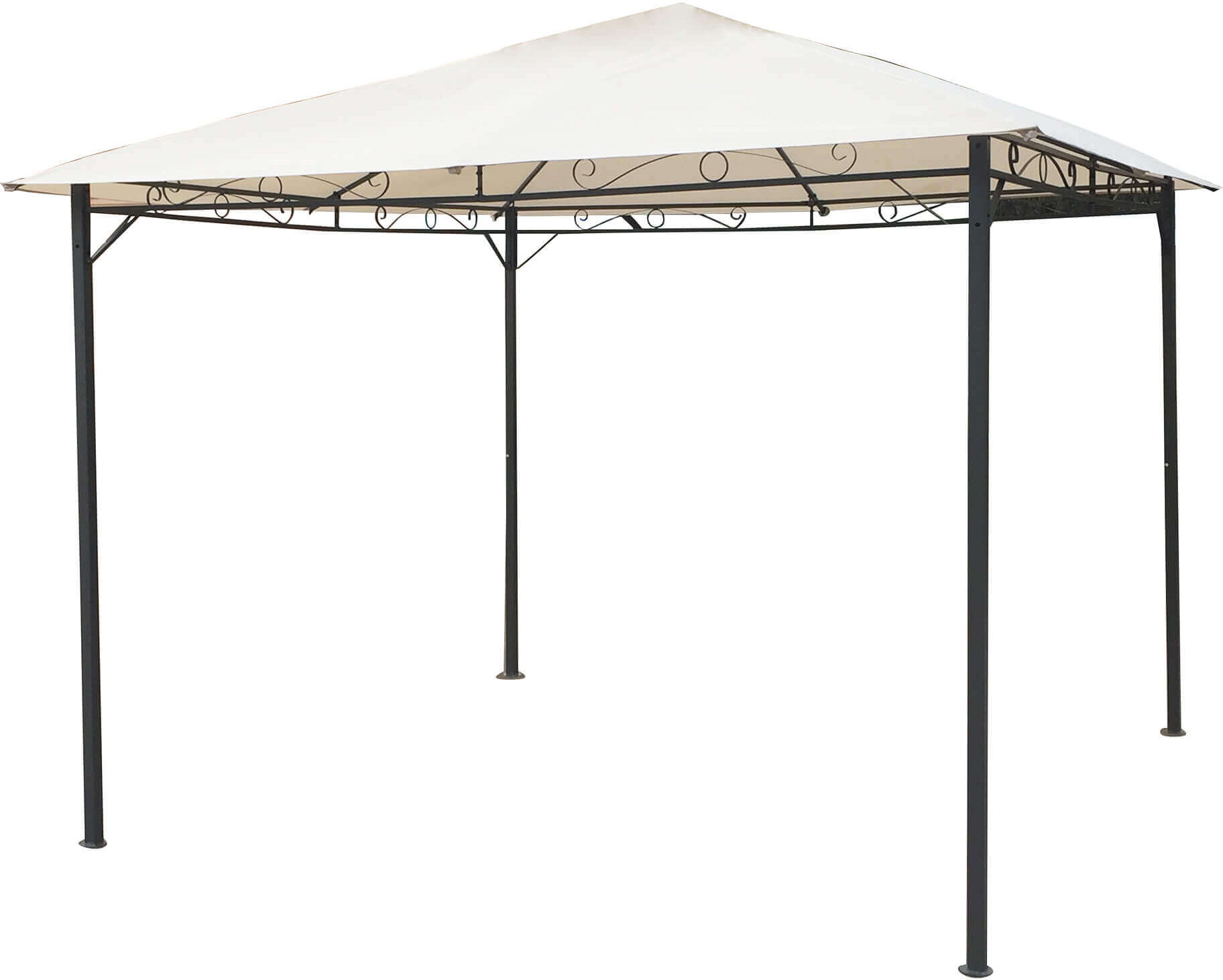 Milani Home Gazebo 3x3 In Metallo Ferro Nero E Telo Beige Per Esterno E Giardino Senza Dopp Antracite 300 x 265 x 300 cm