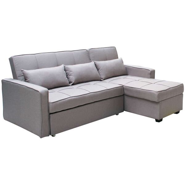 milani home divano letto con penisola per salotto soggiorno in tessuto grigio moderno grigio 210 x 89 x 164 cm