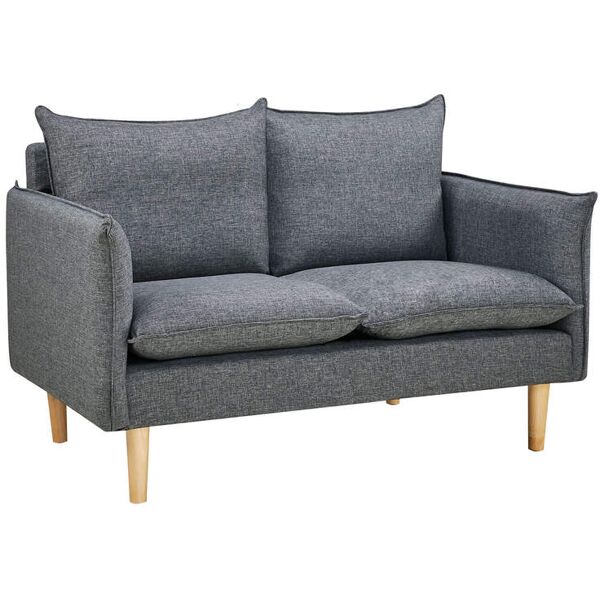 milani home divano 2 posti stile nordico scandinavo 130x84x51 h grigio scuro 130 x 82 x 84 cm