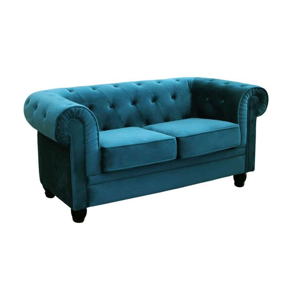 milani home divano vintage in velluto 2 posti cm 152x74x82 h di design inglese per salotto blu 152 x 82 x 74 cm
