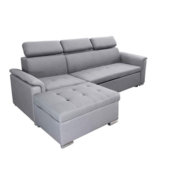 milani home divano letto con penisola ergonomico con poggiatesta regolabile e supporto lomb grigio chiaro 234 x 84 x 148 cm
