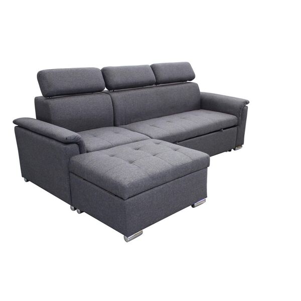 milani home divano letto con penisola ergonomico con poggiatesta regolabile e supporto lomb grigio scuro 234 x 84 x 148 cm