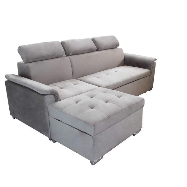milani home divano letto con penisola ergonomico con poggiatesta regolabile e supporto lomb tortora 234 x 84 x 148 cm