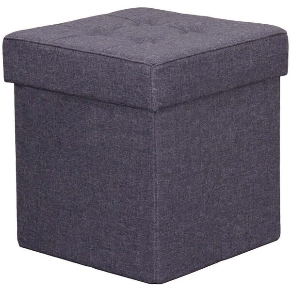 milani home pouf quadrato in stoffa di design moderno, cm 38 x 38 x 40 h grigio scuro 38 x 38 x 40 cm