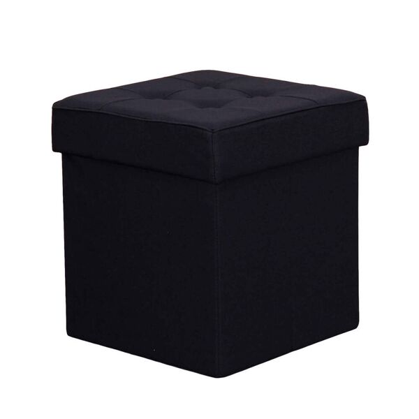 milani home pouf quadrato in stoffa di design moderno, cm 38 x 38 x 40 h nero 38 x 38 x 40 cm