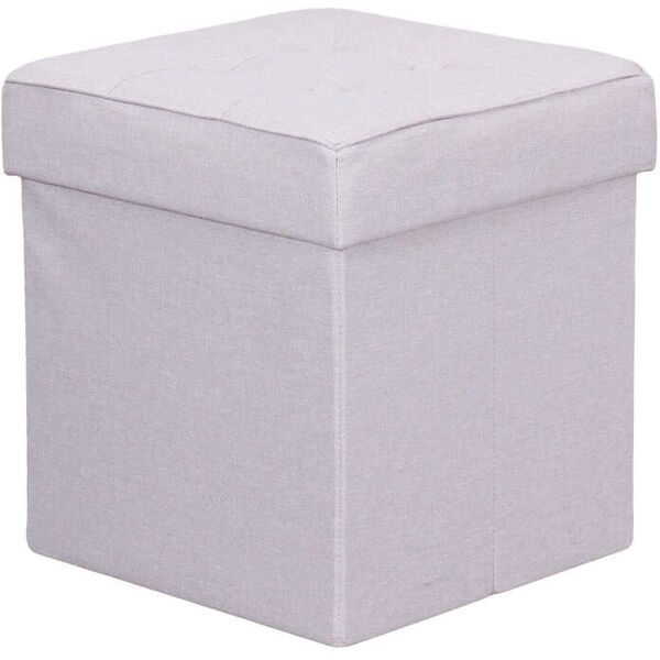 milani home pouf quadrato in stoffa di design moderno, cm 38 x 38 x 40 h tortora 38 x 38 x 40 cm