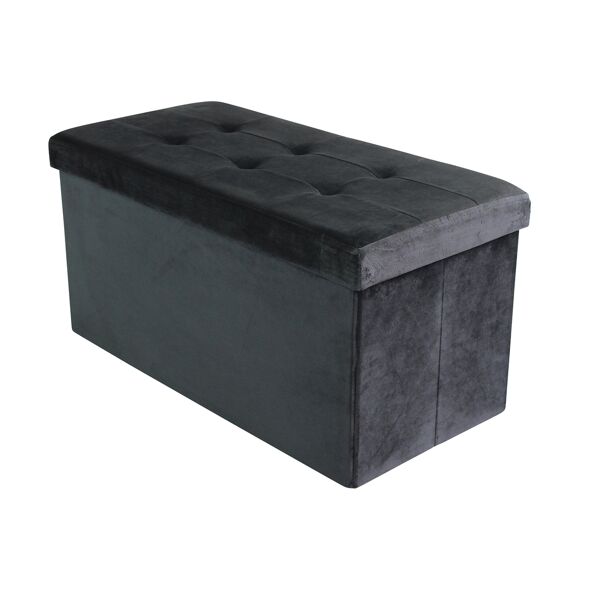 milani home pouf rettangolare in velluto di design moderno, cm 76 x 38 x 38 h nero 76 x 38 x 38 cm