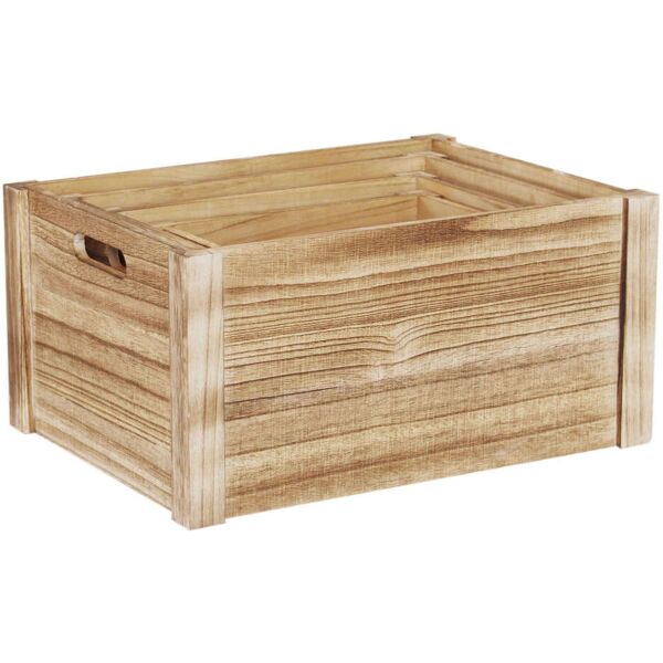 milani home set di 3 cassette in legno di design industrial stile moderno con decoro , g.41 marrone 41 x 20 x 31 cm