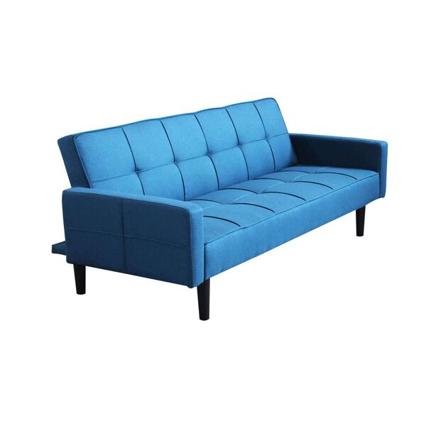 milani home divano letto trapuntato blu melange scuro stile moderno di design contemporaneo blu melange 194 x 74 x 83 cm