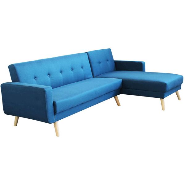 milani home divano letto trapuntato con penisola blu melange stile moderno d.176x84x84/dl.1 blu melange 176 x 84 x 84 cm