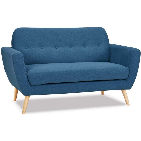 milani home divano 2 posti blu melange stile moderno di design contemporaneo con bottoni pe blu 147 x 86 x 79 cm