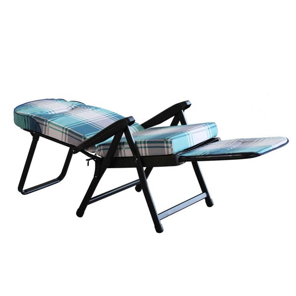 milani home poltrona a sdraio imbottita reclinabile cuscino imbottito alta densità, adatta trama blu 155 x 60 x 60 cm