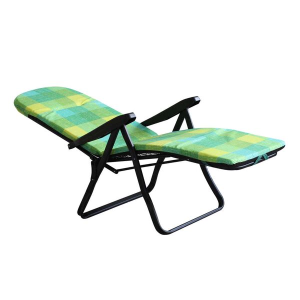 milani home poltrona a sdraio imbottita reclinabile cuscino imbottito alta densità, adatta verde/giallo 155 x 60 x 60 cm