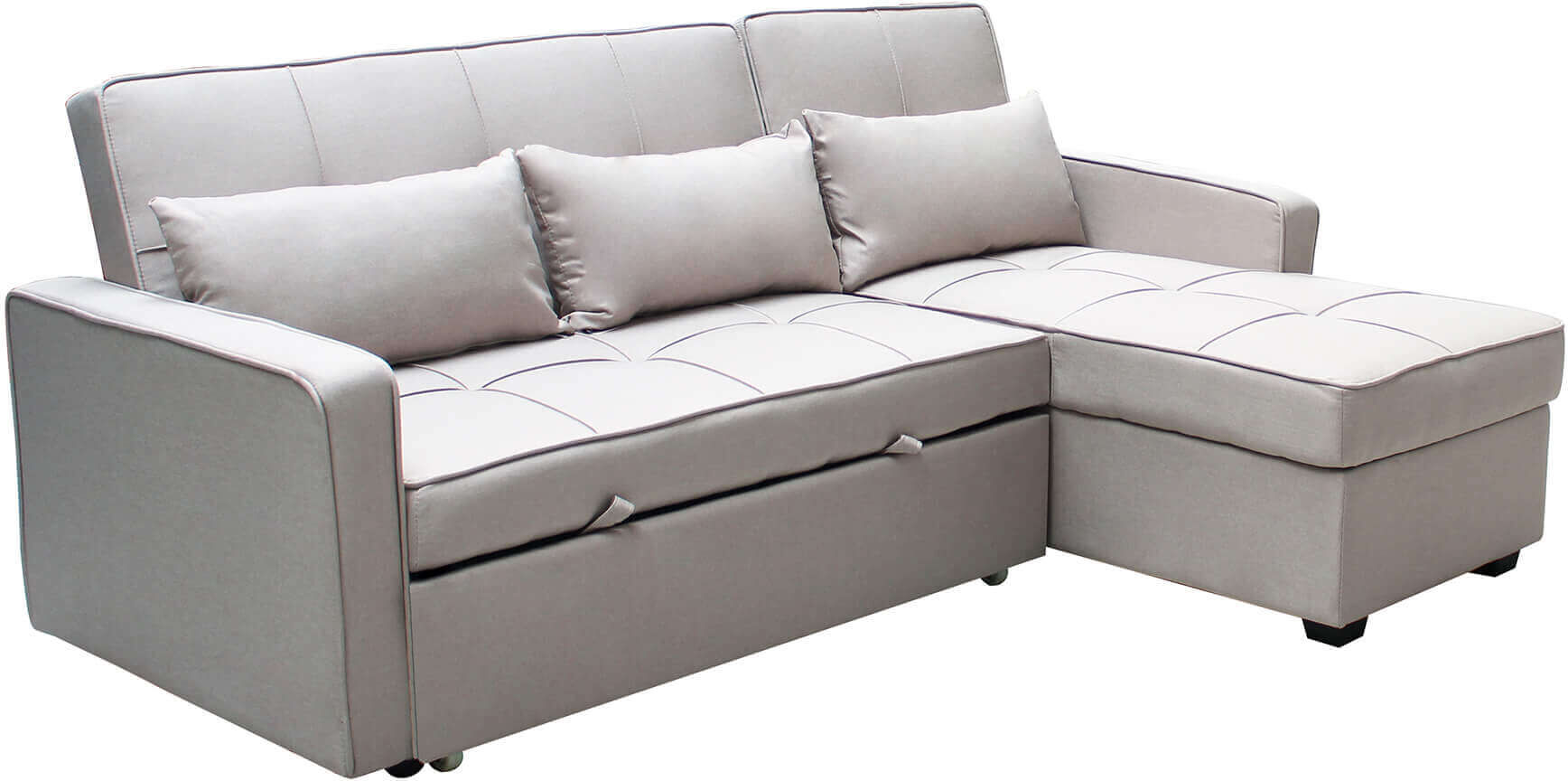 milani home divano letto con penisola per salotto soggiorno in tessuto tortora moderno tortora 210 x 89 x 164 cm