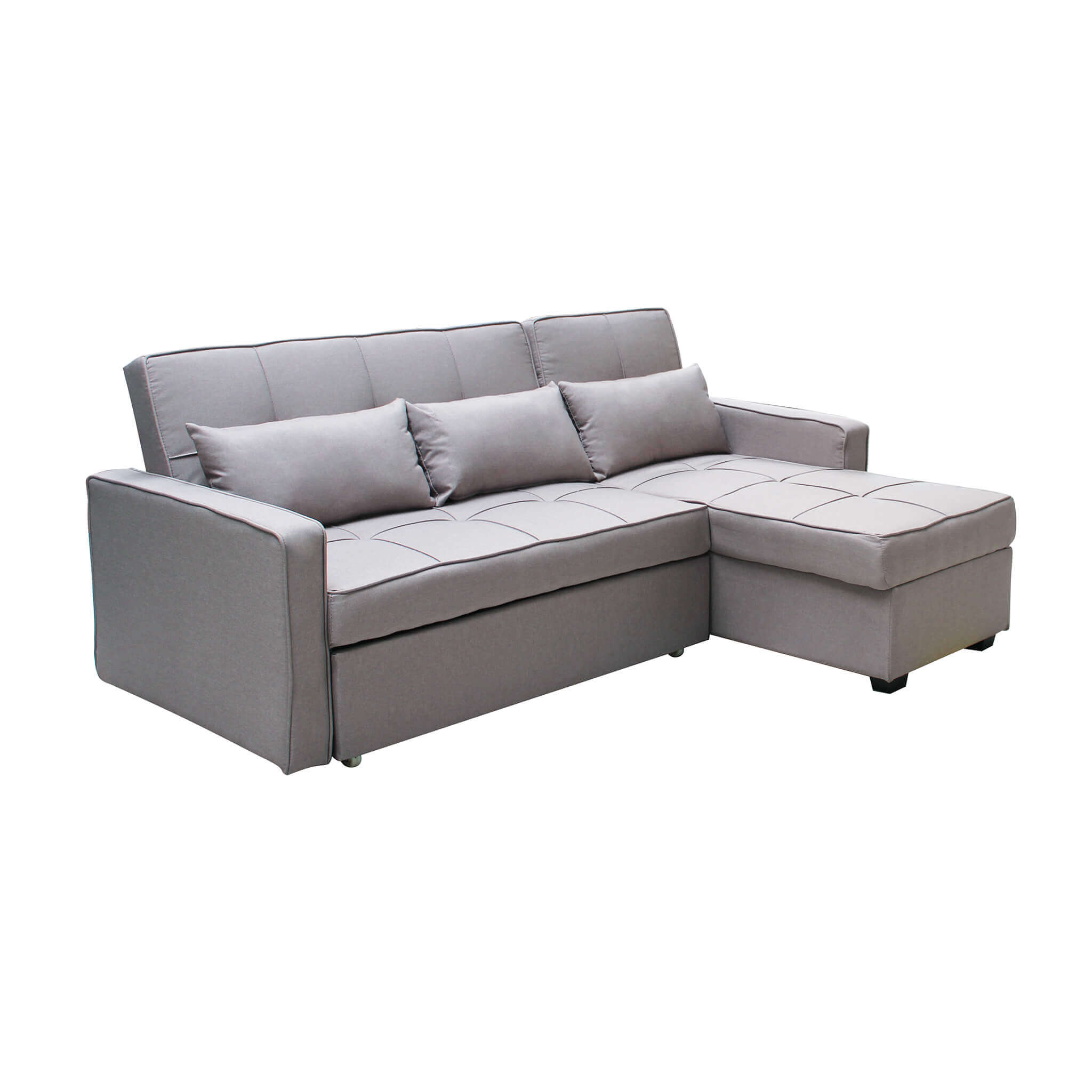 milani home divano letto con penisola per salotto soggiorno in tessuto grigio moderno grigio 210 x 89 x 164 cm