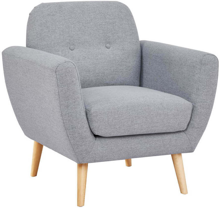 milani home poltrona da salotto soggiorno, stile moderno di design contemporaneo in tessuto grigio chiaro 84 x 86 x 79 cm