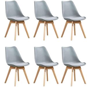Milani Home MARGOT - Set di 6 sedie moderna imbottita con gambe in legno