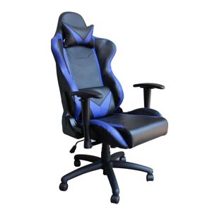 Milani Home poltrona da gaming ergonomica con poggiatesta e supporto lombare sedia da lavor Blu 70 x 129 x 72 cm