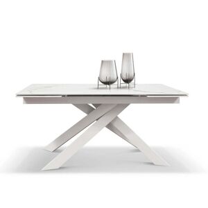Milani Home Tavolo da pranzo allungabile di design moderno industrial cm 90 x 160/200/240 x Bianco x x cm