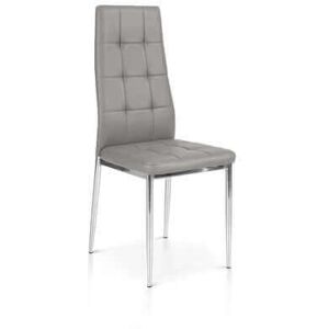 Milani Home Sedia Per Sala Da Pranzo, Cucina Elegante Di Design Moderno In Ecopelle E Metal Grigio scuro 51 x 98 x 41 cm